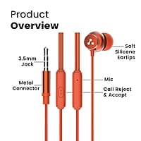 Ambrane Stringz 38 Wired Earphones with Mic, Powerful HD Sound with High Bass, Tangle Free Cable, Comfort in-Ear Fit, 3.5mm