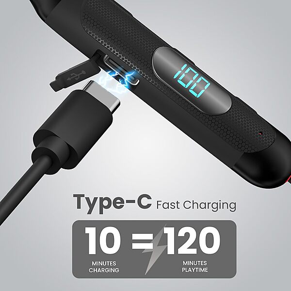 Portronics Harmonics Z8 – Bluetooth Earphones, 40H Battery Life, Sleek Black Design, Deep Bass, Comfortable Fit, Ideal for Music & Calls, Lightweight, Easy Controls, Perfect for On-the-Go.