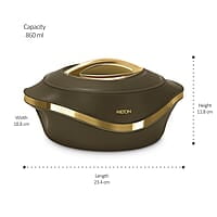 MILTON Pearl 1000 Inner Stainless Steel Casserole, 860 ml, Dark Brown