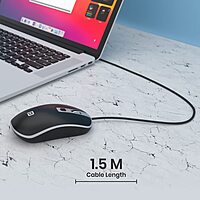 Portronics Toad 21 Wired Optical Mouse – Adjustable DPI | USB Interface | Ergonomic Design | 1.5m Cable | Black | PC & Laptop Mouse