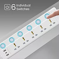 Portronics Power Plate 20 Extension Board – 5 Sockets, 3m Cord, 2500W, Individual Switches