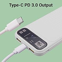 ZEBRONICS MB10000S13 Power Bank, 10000 mAh, Rapid Charge, 22.5W Output, Dual USB Output, PD 3.0 Type C, Built in Protections, Percentage Indicator, Made in India