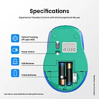 Portronics Toad 31 Wireless Mouse – 2.4GHz Connectivity | USB Receiver | 10m Working Distance | Ergonomic Design | Adjustable DPI | Auto Power Saving | Laptop & PC Compatible | Blue