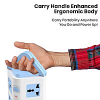 Portronics Power Plate 9 – Features 8 sockets and 3 USB ports for versatile charging. Compact design in blue, perfect for home or office use. Safe and efficient power distribution.