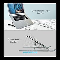 Portronics My Buddy K2 Laptop Stand (POR 1202) – Portable Metal Stand | Foldable | Silver