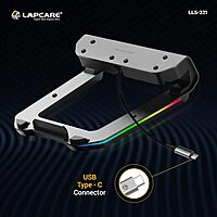 Lapcare Legend LLS-221 Aluminium Alloy RGB Laptop Stand – Tabletop Design | Ergonomic Support | Stylish Space Grey Finish