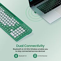 Portronics Bubble Square Bluetooth + Wireless Keyboard – Multimedia Keys  | Green | 1 Year Warranty