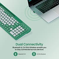 Portronics Bubble Square Wireless Keyboard with Bluetooth + 2.4 GHz USB Receiver Pair 3 Devices Max, Multimedia Hotkeys, for Laptop, PC, Smartphone, Tablet