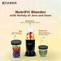 Faber Sportz Blender FSB 3-in-1 Nutrifit Nero Mixer Grinder Blender 400W 100% Copper Motor