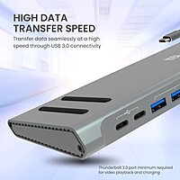 Portronics Mport 13C 13-in-1 USB-C Hub – Grey offers versatile connectivity with multiple ports including HDMI, USB-A, and SD card slots, perfect for expanding your device's capabilities.