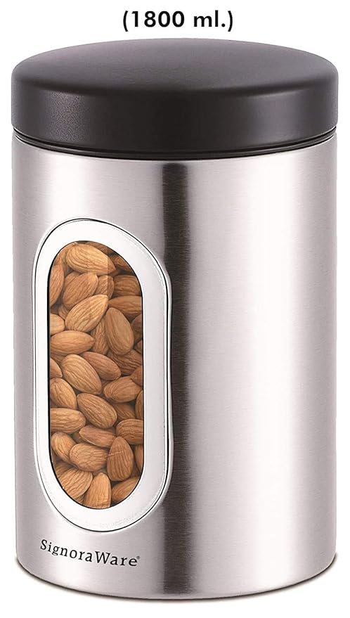 "Signora Ware Modular Steel Container  (Window Round Mat) 1.8 Liters