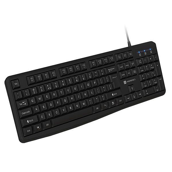 Portronics Ki-Pad 4 USB Keyboard – Full Size, Black. Ergonomic design, responsive keys, and durable build. Perfect for home or office use. Enhance your typing experience with this sleek keyboard.