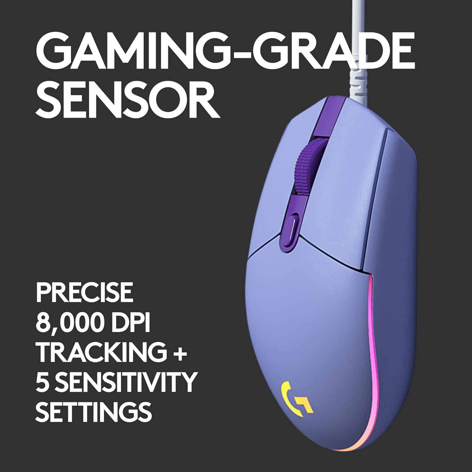 LOGITECH LIGHT SYNC WIRED GAMING MOUSE G203-MediumSlateBlue