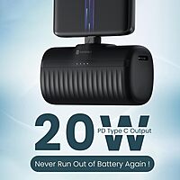 Portronics Power Pebble 5000mAh Powerbank – 20W PD Output | Foldable Pin | LED Indicator