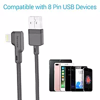 Portronics POR 1080 Konnect L USB-A to Lightning Cable – 3A | Nylon Braided | L-Shape | 1.2m Grey