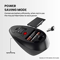 Portronics Toad Ergo Vertical Advanced Wireless Ergonomic Mouse 2.4Ghz, 6D Button, Wrist Support, Adjustable DPI Upto 1200, Supports Hand Posture