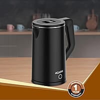 AGARO Elegant Electric Kettle, 1.8L, Double Layered Kettle, Stainless Steel Inner Body Black