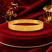 Love Heart Engraved Gold Plated Bangle for Women&men | Minimalist Designer Kada Bracelet