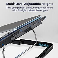 Portronics My Buddy AIR 2 Laptop Stand – Multi-Level | Dual Cooling Fans | Mobile Holder | Black