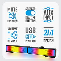 Zebronics Wonder Bar 20 – 10W RGB PC Speaker with Immersive Sound, Multiple Connectivity & Sleek Design