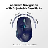 Portronics Toad 32 Wireless Mouse with 6 Buttons, 2.4 GHz Connectivity, 10m Working Range, Ergonomic Design, Adjustable Optical DPI, Auto Power Saving, for Laptop & PC