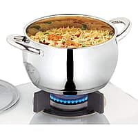 Borosil Stainless Steel Handi Casserole With Lid, Induction friendly, Impact Bonded Tri-ply Bottom, 2.1L