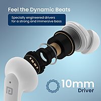 Portronics Twins S11 – Gaming TWS Earbuds, featuring Environmental Noise Cancellation (ENC) for immersive sound, sleek design in white, perfect for gamers seeking high-quality audio experience.
