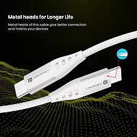 POR 1647 Konnect C1 C-C – 20W USB-C to USB-C Braided Cable | 1M | White | 06 Months