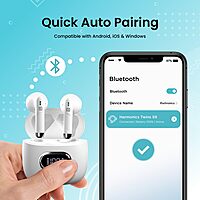 Portronics Twins S9 – TWS Earbuds, 30H Playtime, Digital Display, Bluetooth 5.0, Touch Control, Noise Isolation, Comfortable Fit, White Color, Perfect for Music & Calls, Lightweight Design.