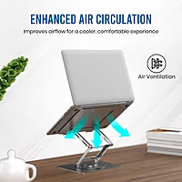 Portronics K11 Pro Laptop Stand – Silver, 360° Rotation, Adjustable & Ergonomic