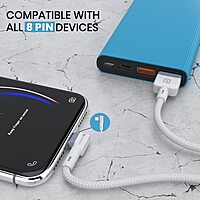 Portronics POR 1401 Konnect L USB-A to Lightning Cable – 3A | Nylon Braided | L-Shape | 1.2m White