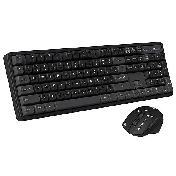 Portronics Key9 – Wireless Keyboard & Mouse Combo, Black. Stylish design, comfortable layout, stable wireless connection, extended battery life, ideal for work!