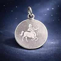 925 Sterling Silver Sagittarius Zodiac Pendant for Men & Women | Archer Astrology Charm Necklace | Round Engraved Horoscope Jewelry