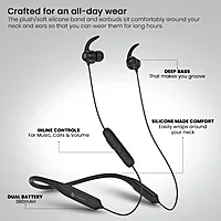 Portronics Harmonics Y1 – Neckband, 40H Playtime, Black, Bluetooth 5.0, IPX4 Water Resistant, Deep Bass, Comfortable Fit, Quick Charge, Ideal for Sports and Daily Use, Lightweight Design.