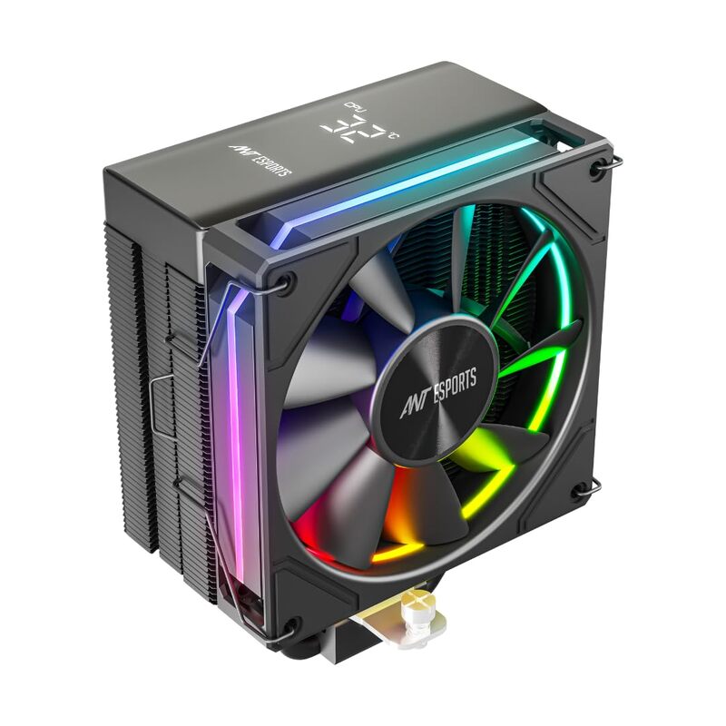 Ant Esports V6 Digital ARGB CPU Air Cooler – 120mm PWM Fan | Temp Display | LGA1851 & AM5