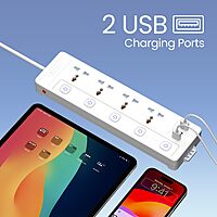 Portronics Power Plate 19 – 4 Sockets, 5 Switches, 2000W, Surge Protection, Compact Design, Ideal for Home/Office, Overload Protection, Durable Build, Easy to Use, Perfect for Multiple Devices.