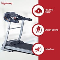 Lifelong FitPro (2.5 HP Peak) Manual Incline Motorized Treadmill for Home with 12 preset Workouts, Max Speed 12km/hr. Bluetooth Speaker