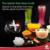 Wonderchef Nutri-blend Storm 1200W 22000 RPM  Sharp 6-wing Stainless Steel Blade
