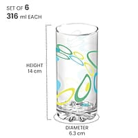 Treo by Milton D Ziner Torrent Glass Set of 6, 316 ml, Bubbles