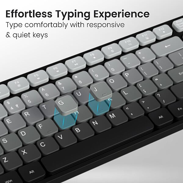 Portronics Key11 Grey Combo | Bluetooth 5.3, USB Connectivity, Type-C Charging | Sleek Design, Ergonomic Keys, Long Battery Life | Perfect for Home and Office Use | Reliable Performance.