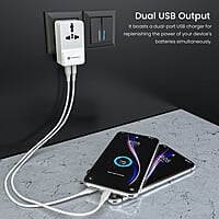Portronics Adapto III Dual USB Adapter with AC Socket