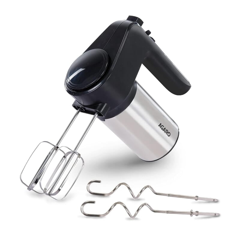 AGARO Elegant Hand Mixer, 300 Watts, Stainless Steel, 6 Interchangeable Speed Settings