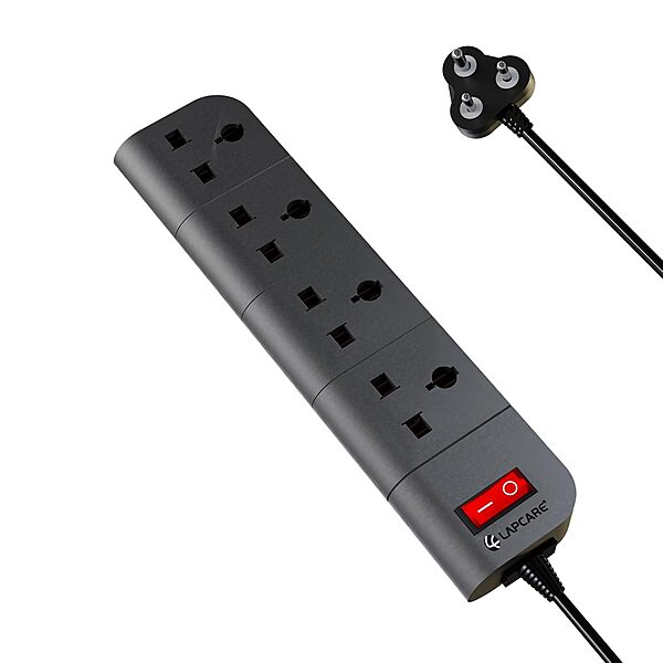 Lapcare Surgee 4 extension board with 4 universal sockets, 5 m cord, 1500 W power capacity, short‑circuit protection and fire‑proof design.