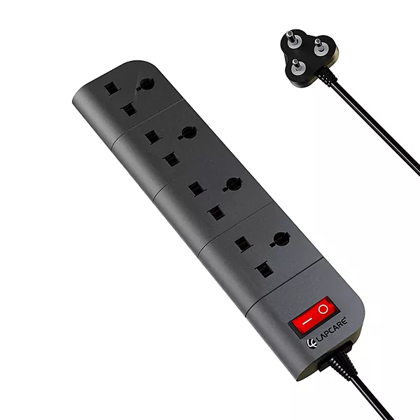 Lapcare Surgee 4 extension board with 4 universal sockets, 5 m cord, 1500 W power capacity, short‑circuit protection and fire‑proof design.