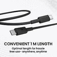 Portronics Link C Square – 100W Type-C Cable, 1M Black, fast charging, durable design, compatible with various devices, high-speed data transfer, tangle-free, perfect for home and office use.