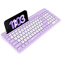 Portronics Bubble Square Bluetooth + Wireless Keyboard – Multimedia Keys |  Purple | 1 Year Warranty