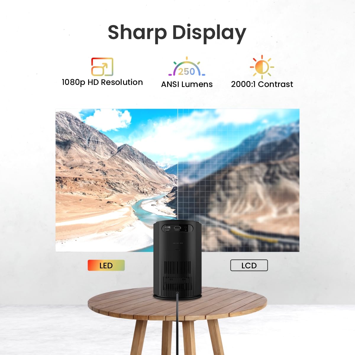 Portronics Beem 410 Smart LED Projector – 1080p Full HD, WiFi, Compact & Portable | Vibrant Colors, Easy Connectivity | Ideal for Home Theater, Gaming & Presentations
