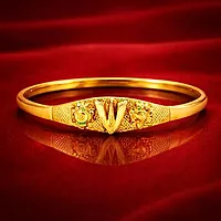 Impon Gold Plated Thirunamam Kada for Women | Traditional Namam Design Bangle | Temple Jewelry Gold Finish Bracelet