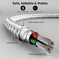 Portronics 1649 Konnect L 20W Type-C to Lightning Cable – Nylon Braided | 1M | White