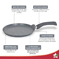 Wonderchef Granite 24cm Non-Stick Dosa Tawa 3.5mm Virgin Aluminium